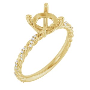 14K Yellow Gold 7.4 mm Round .08 CTW Natural Diamond Semi-Set Engagement Ring