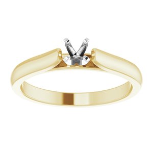14K Yellow/White Gold 3.2 mm Round Solitaire Engagement Ring Mounting