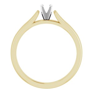 14K Yellow/White Gold 3.2 mm Round Solitaire Engagement Ring Mounting