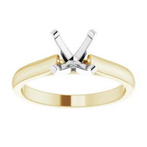 14K Yellow/White Gold 7 mm Round Solitaire Engagement Ring Mounting