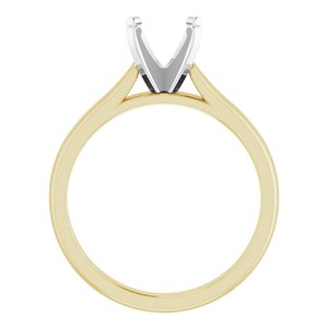 14K Yellow/White Gold 7 mm Round Solitaire Engagement Ring Mounting