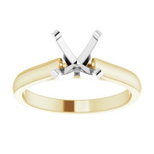 14K Yellow/White Gold 7.5 mm Round Solitaire Engagement Ring Mounting