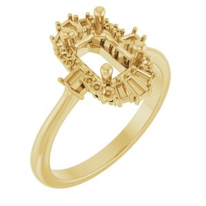 14K Yellow Gold 7x5 mm Emerald Halo-Style Engagement Ring Mounting
