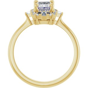 14K Yellow Gold 7x5 mm Emerald 1/4 CTW Natural Diamond Semi-Set Halo-Style Engagement Ring