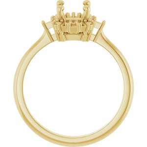 14K Yellow Gold 7x5 mm Emerald Halo-Style Engagement Ring Mounting