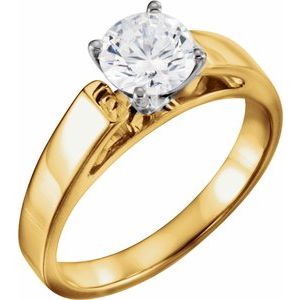14K Yellow/White Gold 6.5 mm Round Engagement Ring Mounting