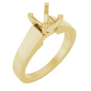 14K Yellow Gold 7 mm Round Solitaire Engagement Ring Mounting