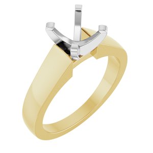 14K Yellow/White Gold 7.4 mm Round Solitaire Engagement Ring Mounting
