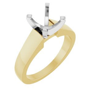 14K Yellow/White Gold 8 mm Round Solitaire Engagement Ring Mounting