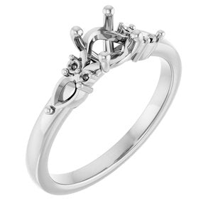 14K White Gold 5.2 mm Round Accented Split Shank Engagement Mounting