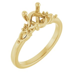 14K Yellow Gold 7 mm Round Accented Split Shank Engagement Mounting