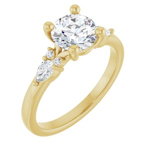 14K Yellow Gold 7 mm Round 1/4 CTW Lab-Grown Diamond Semi-Set Engagement Ring