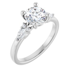 14K White Gold 7 mm Round 1/4 CTW Lab-Grown Diamond Semi-Set Engagement Ring