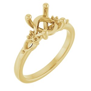 14K Yellow Gold 8 mm Round Accented Split Shank Engagement Mounting