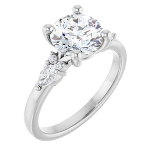 14K White Gold 8 mm Round 1/4 CTW Lab-Grown Diamond Semi-Set Engagement Ring