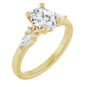 14K Yellow Gold 8x6 mm Oval 1/4 CTW Natural Diamond Semi-Set Engagement Ring