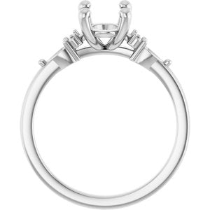 14K White Gold 9x7 mm Oval Accented Split Shank Engagement Mounting