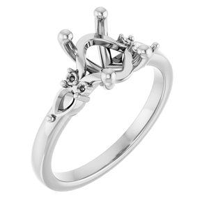 14K White Gold 9x7 mm Oval Accented Split Shank Engagement Mounting
