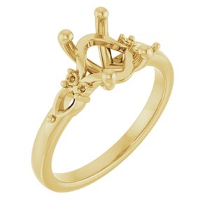 14K Yellow Gold 9x7 mm Oval Accented Split Shank Engagement Mounting