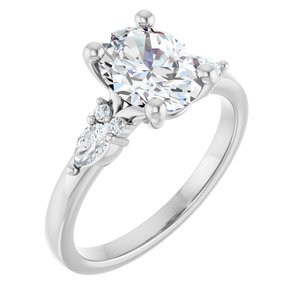 14K White Gold 9x7 mm Oval 1/4 CTW Lab-Grown Diamond Semi-Set Engagement Ring