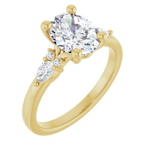 14K Yellow Gold 9x7 mm Oval 1/4 CTW Lab-Grown Diamond Semi-Set Engagement Ring