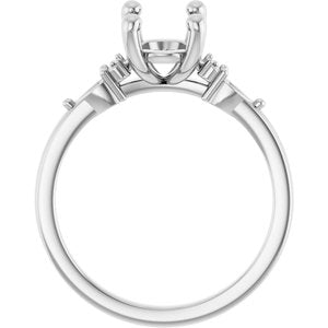 14K White Gold 10x8 mm Oval Accented Split Shank Engagement Mounting