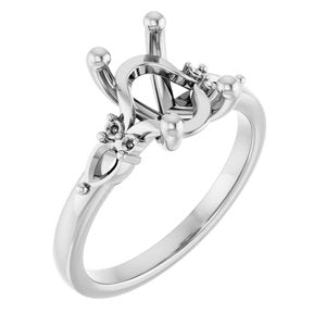 14K White Gold 10x8 mm Oval Accented Split Shank Engagement Mounting