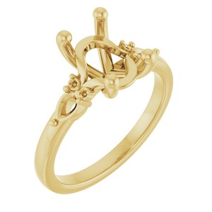 14K Yellow Gold 10x8 mm Oval Accented Split Shank Engagement Mounting