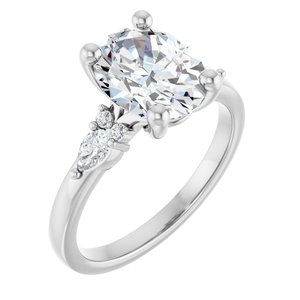 14K White Gold 10x8 mm Oval 1/4 CTW Natural Diamond Semi-Set Engagement Ring