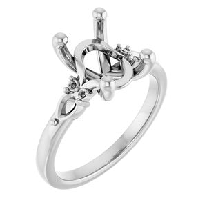 14K White Gold 11x9 mm Oval Accented Split Shank Engagement Mounting