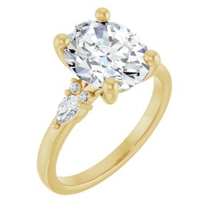 14K Yellow Gold 11x9 mm Oval 1/4 CTW Lab-Grown Diamond Semi-Set Engagement Ring
