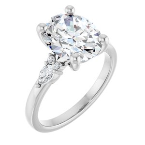 14K White Gold 11x9 mm Oval 1/4 CTW Lab-Grown Diamond Semi-Set Engagement Ring