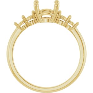 14K Yellow Gold 7 mm Round Accented Engagement Ring Mounting