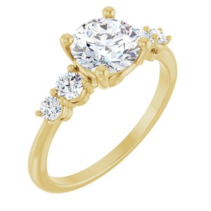 14K Yellow Gold 7 mm Round 1/3 CTW Lab-Grown Diamond Semi-Set Engagement Ring