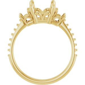 14K Yellow Gold 9x7 mm Emerald Three-Stone Engagement Ring Mounting