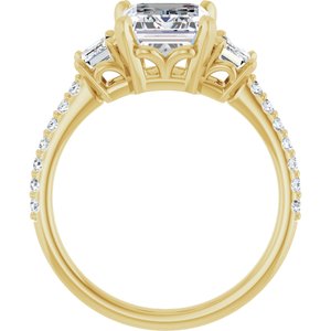 14K Yellow Gold 9x7 mm Emerald 7/8 CTW Lab-Grown Diamond Semi-Set  Engagement Ring