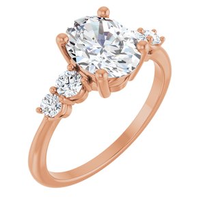 14K Rose Gold 9x7 mm Oval 1/3 CTW Lab-Grown Diamond Semi-Set Engagement Ring