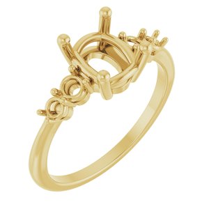 14K Yellow Gold 9x7 mm Oval Accented Engagement Ring Mounting