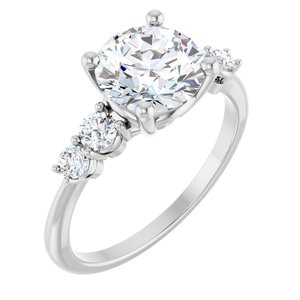 14K White Gold 8 mm Round 1/3 CTW Lab-Grown Diamond Semi-Set Engagement Ring