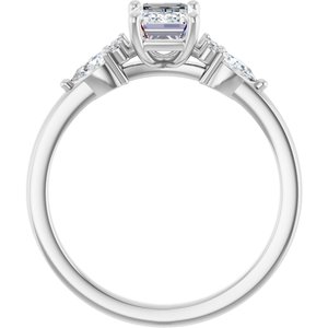 14K White Gold 7x5 mm Emerald 1/4 CTW Lab-Grown Diamond Semi-Set Engagement Ring