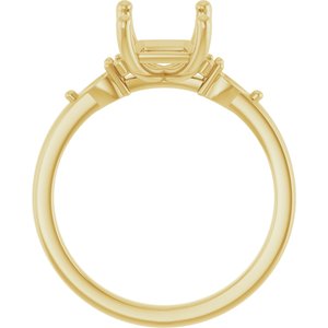 14K Yellow Gold 9x7 mm Emerald Accented Split Shank Engagement Mounting