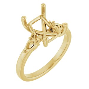 14K Yellow Gold 10x8 mm Emerald Accented Split Shank Engagement Mounting