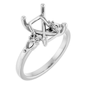 14K White Gold 10x8 mm Emerald Accented Split Shank Engagement Mounting