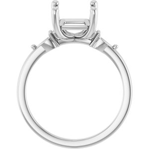 14K White Gold 10x8 mm Emerald Accented Split Shank Engagement Mounting