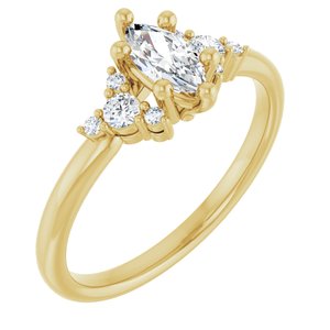 14K Yellow Gold 7x3.5 mm Marquise 1/6 CTW Lab-Grown Diamond Semi-Set Engagement Ring