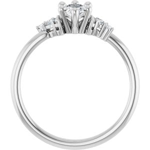 14K White Gold 8x4 mm Marquise 1/8 CTW Natural Diamond Semi-Set Engagement Ring
