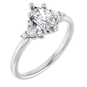 14K White Gold 8x4 mm Marquise 1/8 CTW Natural Diamond Semi-Set Engagement Ring