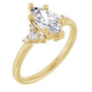 14K Yellow Gold 10x5 mm Marquise 1/8 CTW Natural Diamond Semi-Set Engagement Ring