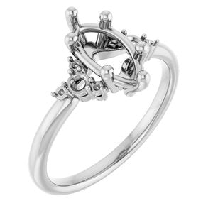 14K White Gold 10x5 mm Marquise Engagement Ring Mounting