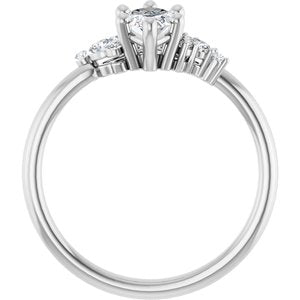 14K White Gold 9x4.5 mm Marquise 1/6 CTW Lab-Grown Diamond Semi-Set Engagement Ring
